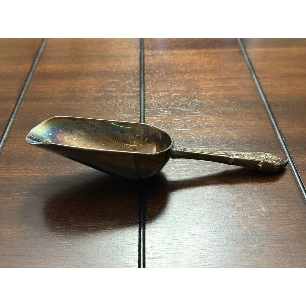 🔥RARE- VTG Wallace Sterling silver handle Ice Scoop - PERFECT PATINA 😱🙀🔥